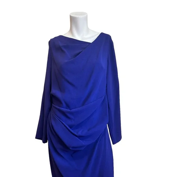 Talbot Runhof Purple Blue Long Asymmetrical Neck Designer Gown sz 14-runs small - Picture 11 of 12
